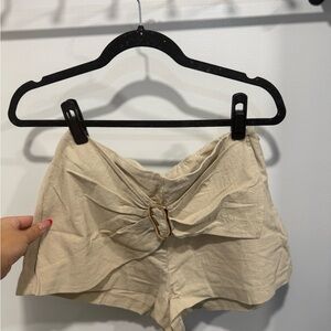 Linen Shorts with Gold Detail